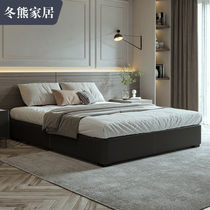 Winter Bear type extremely minimalist light lavish genuine leather No headbed Small family type High case storage No backrest tatami Single beds