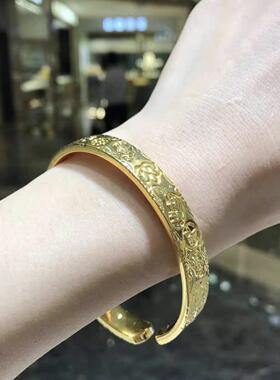 古法金包银手镯吉言开口手环实心不褪色首饰女礼物送女友送妈妈