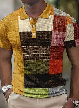 Vintage Men's Polo Shirt D Printed Shirts Casual Short短