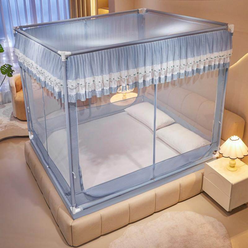 A类加密TU型床笠式回底防摔蚊帐家用3开门全封闭拉链方帐加厚支架,淘宝优惠券,粉丝福利购,淘宝优惠卷