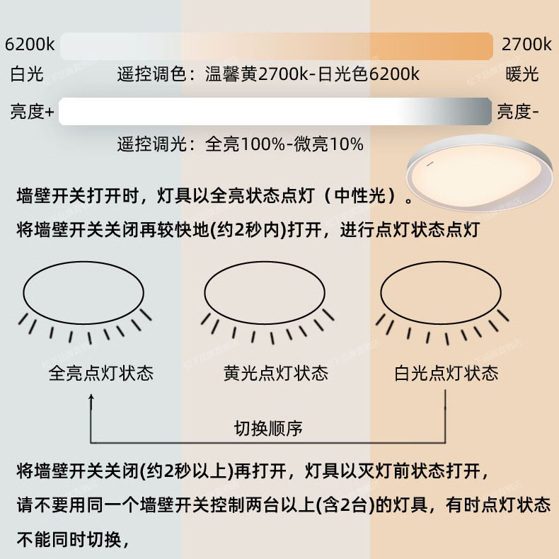 松下led吸顶灯36w简约书房遥控调光调色圆形照明卧室灯3528/3529