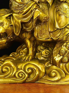 黄铜张天师神像摆件黄铜正一真人张道陵天师家居客厅工艺品装饰o