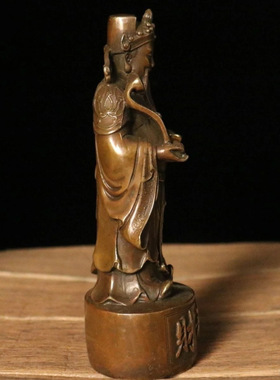 黄铜财神爷站像摆件元宝如意财神文财神柴荣神像家居玄关工艺品o