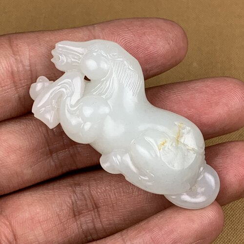 玉见小杨新疆和田玉白玉籽料佛公观音貔貅龙龟手串项链挂件手镯牌 - 图1