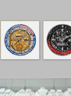 潮流手表装饰画钟表行名表维修店挂画奢侈品直播间劳力线稿壁画