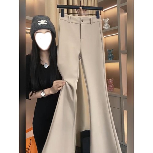 西装微喇裤女2025年冬季加绒百搭新款气质垂感修身垂感显瘦马蹄裤 - 图2