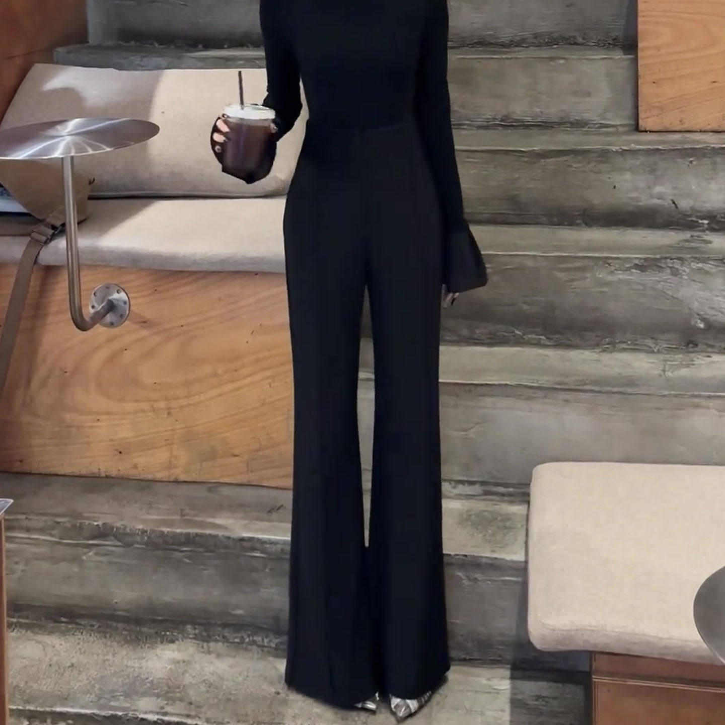 黑色微喇西装裤女2025新款冬休闲季高腰显瘦垂感高级小个子阔腿裤,淘宝优惠券,粉丝福利购,淘宝优惠卷