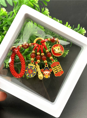 大佛寺法物流通古法沙金铜钥匙扣挂件国潮珐琅滴油包挂手工编吊坠