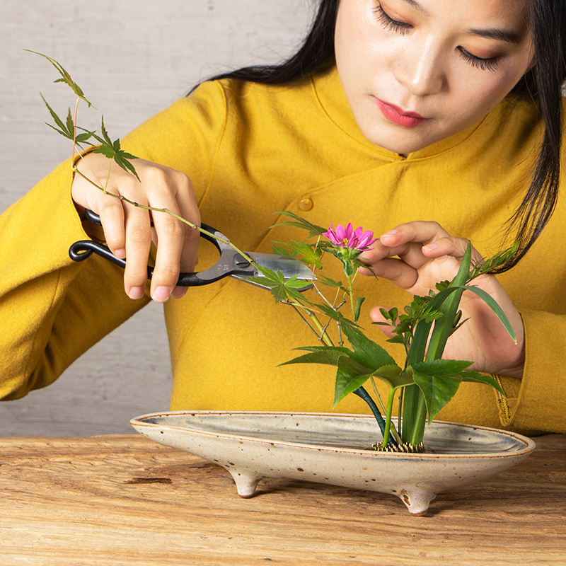 雅集花器底座禅意花艺花瓶陶瓷器皿剑山插花器碗中式日式小原流盘 - 图0