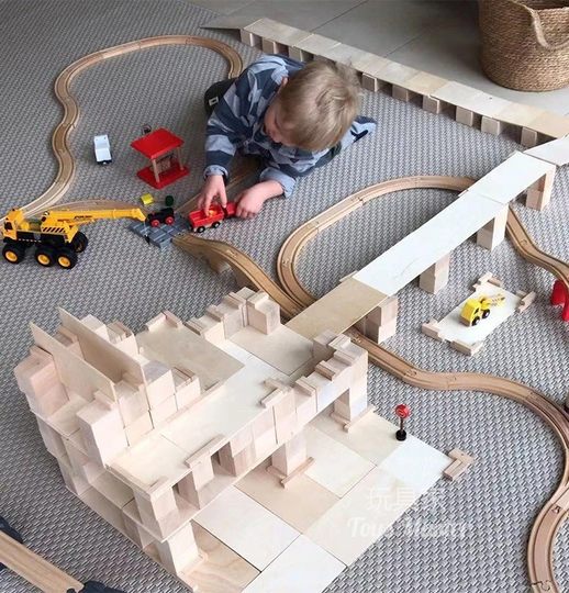 儿童实木积木玩具点线面几何建筑设计搭建构大颗粒justblocks同款