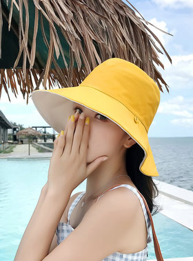 双面日系百搭韩版沙滩遮阳帽子