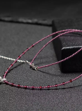 极细紫牙乌石榴石项链挂坠绳玉佩