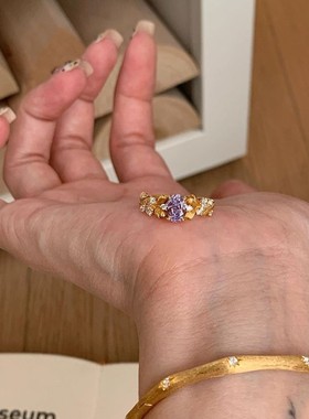 925纯银紫荆花戒指女轻奢小众精致设计指环百搭时尚高级感食指戒