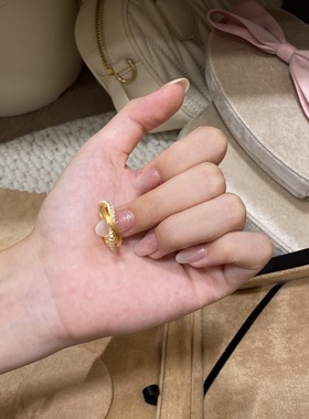 S925纯银轻奢中古风磨砂镶钻拉丝