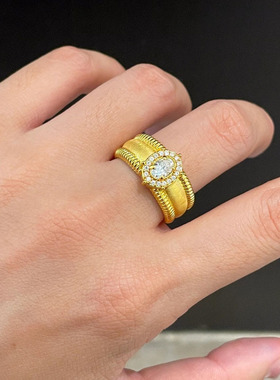 925纯银满圈锆石鸽子蛋边珠戒指重工高级感轻奢精致高保色食指环