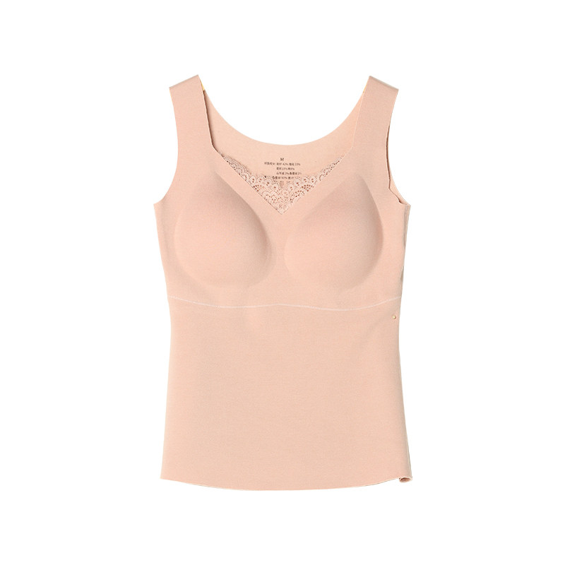 秋冬新款真丝羊绒带胸垫一体背心桑蚕丝保暖亲肤无痕内衣打底衫女,淘宝优惠券,粉丝福利购,淘宝优惠卷