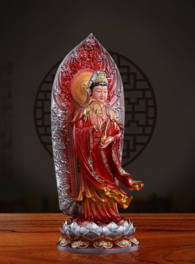 铜彩观世音菩萨佛像居家店供奉