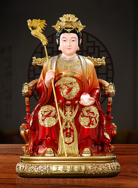 铜彩玉帝王母神像老天爷西王母像
