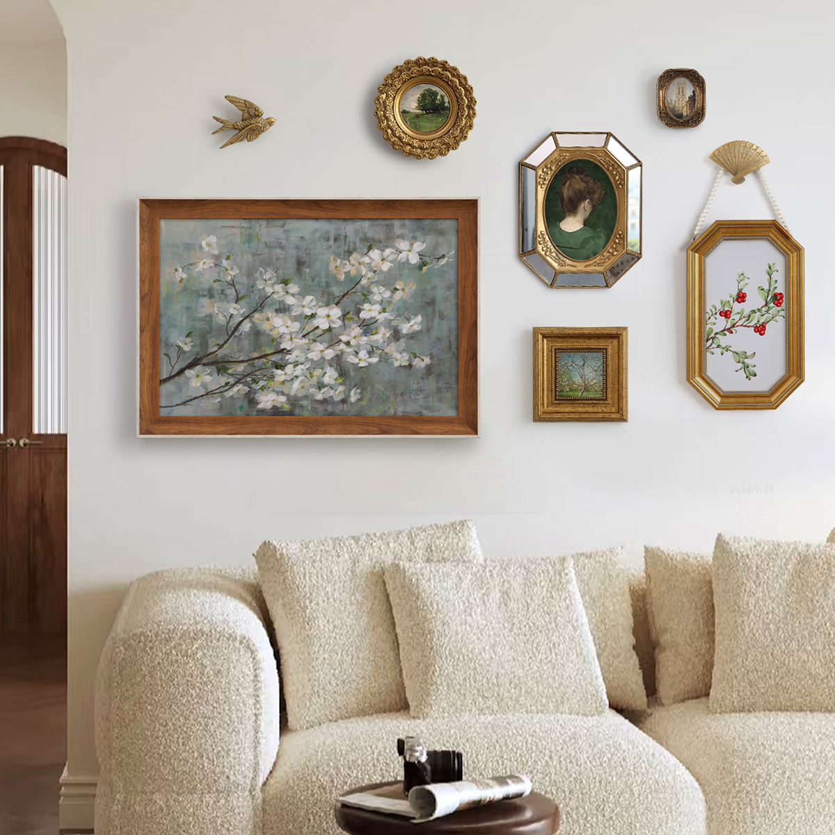 斯柏达法式复古客厅装饰画沙发背景墙挂画轻奢高级感卧室床头壁画 - 图0