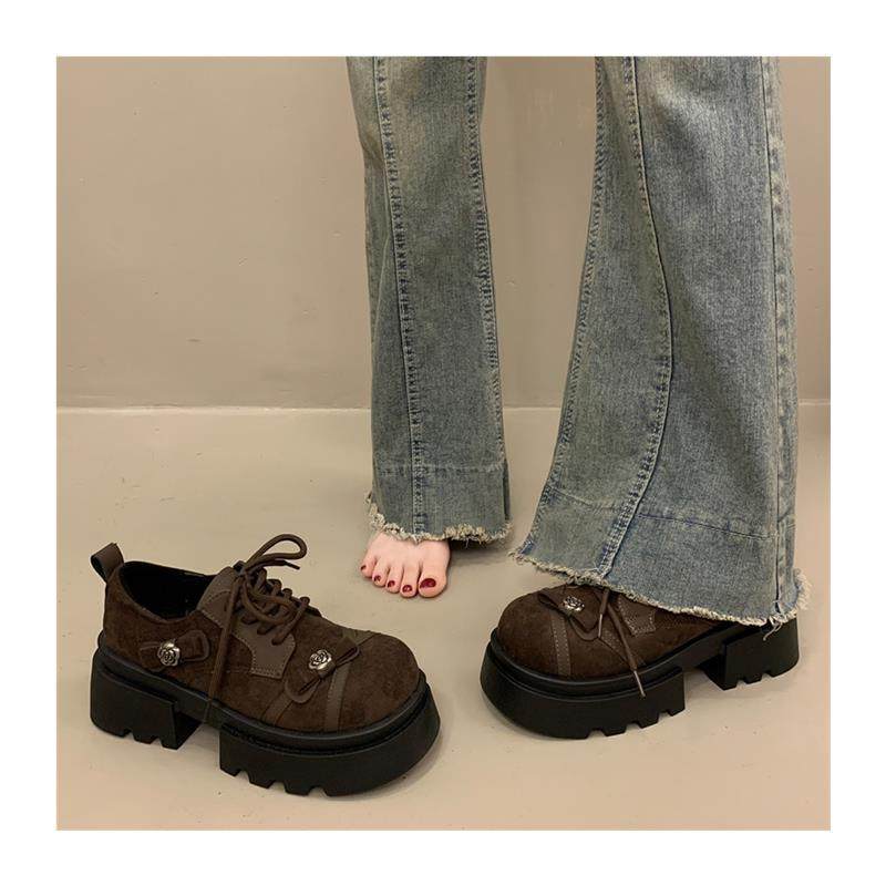 绝美厚底加绒深口单鞋女秋冬季2025新款玛丽珍增高系带黑色小皮鞋,淘宝优惠券,粉丝福利购,淘宝优惠卷