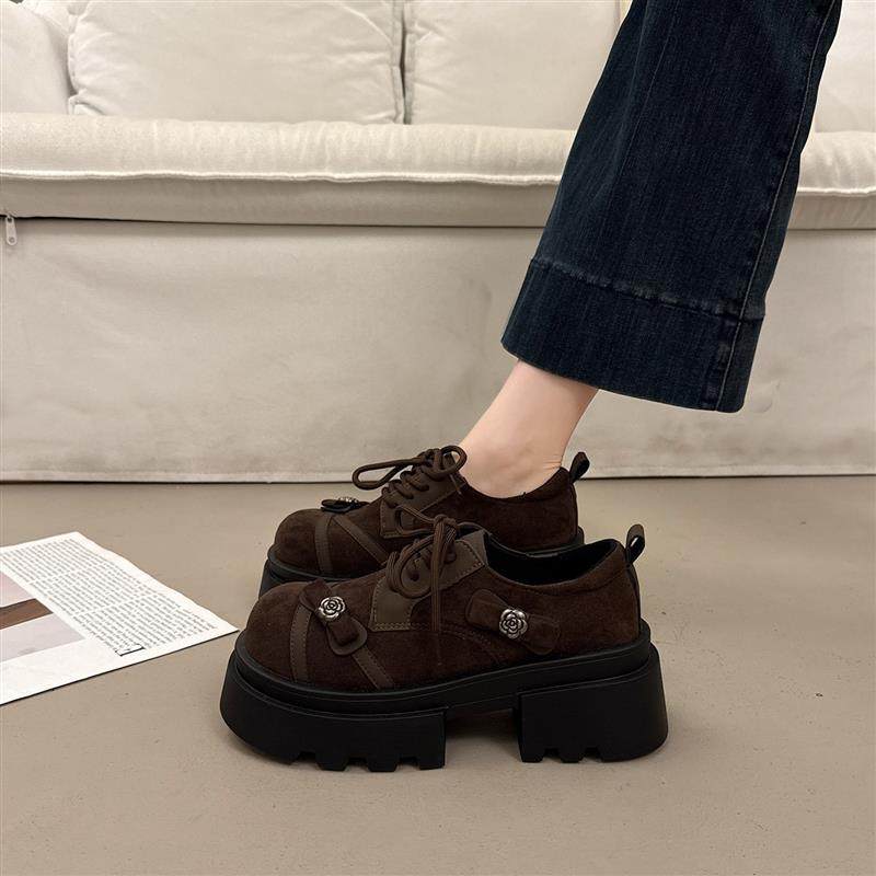 绝美厚底加绒深口单鞋女秋冬季2025新款玛丽珍增高系带黑色小皮鞋,淘宝优惠券,粉丝福利购,淘宝优惠卷