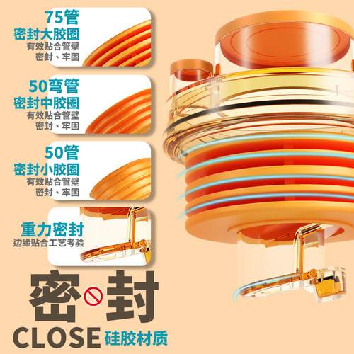 贺尚下水管道防返臭密封塞圈厨房洗菜盆下水管道排水堵臭味神器 - 图1