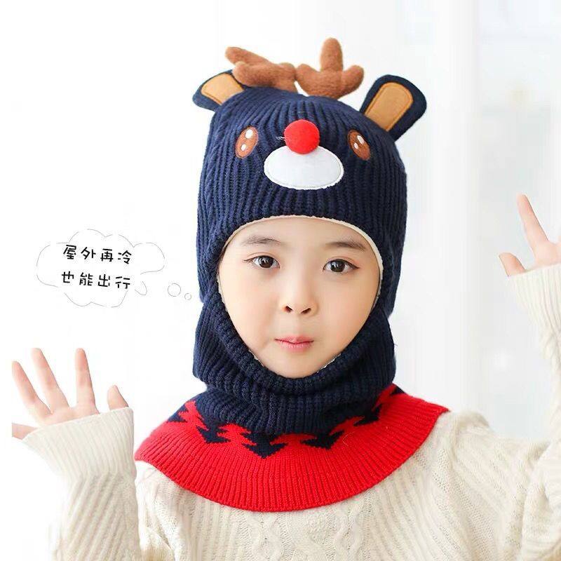 护脖帽子秋冬季护耳小孩毛线帽超萌可爱男女童帽鹿角针织儿童帽子,淘宝优惠券,粉丝福利购,淘宝优惠卷