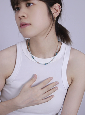 肥阿玛士多fiamma store日韩ins法式复古蓝色冷淡风气质串珠项链