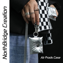 Original cool silver chain applies AirPodsPro down clothing Apple 2 generation 3 Bluetooth headphone shell protection cotton cover