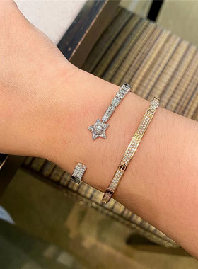 高端定制镶满钻纯银手镯女925