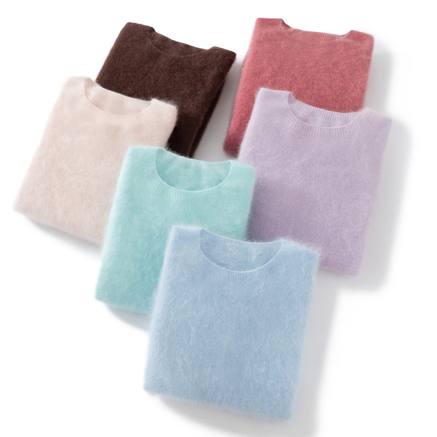 秋冬新款无缝一体拉绒100%纯山羊绒衫女圆领毛衣宽松慵懒风打底衫,淘宝优惠券,粉丝福利购,淘宝优惠卷