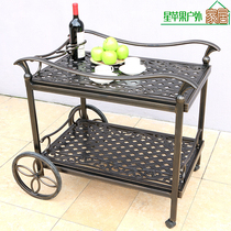 Wine Water Cart European-style Outdoor Cast Aluminum Beverage Cart Hotel Restaurant Double Retro Industrial Wind Iron Art Wine Water