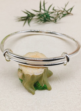 胜银·四叶草亮面推拉纯银手镯简约大气时尚百搭女生闺蜜足银999