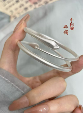胜银·小蛇古法足银999.9手镯异形男女生简单蛇年小青蛇纯银手镯