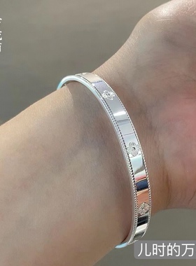 胜银·万花筒亮面开口内卜纯银手镯百搭女生闺蜜时尚礼物足银999