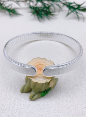 胜银·古法银哑光色开口手镯足银999百搭送女友闺蜜表白礼物