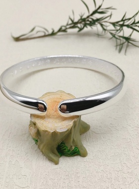 胜银·新款亮面开口纯银手镯金枝玉叶百搭经典时尚送闺蜜小女生