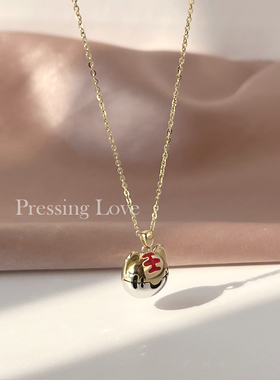 Pressing Love通体925纯银项链女红色本命年属虎生肖吊坠小巧精致