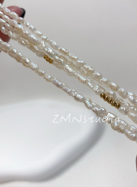 ZMN/落苏/小众精致稀有天然迷你淡水keshi异型珍珠超长项链女叠戴