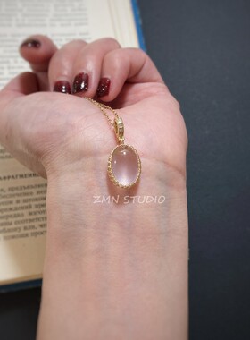 手工冰种星光粉晶宝石吊坠女