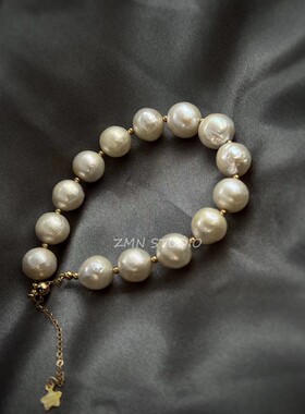 ZMN/炽热/小众设计个性气质进口14k天然皱皮巴洛克珍珠抽拉手链女