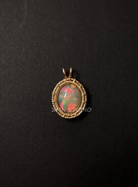 ZMN/迷迭/精致小众法式高级感14K手工梦幻火彩天然欧泊宝石吊坠女