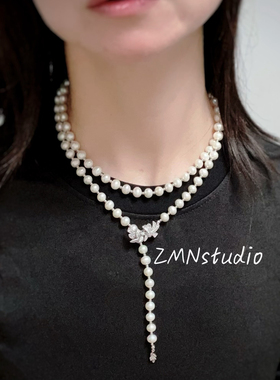 ZMN/舒漫/轻奢优雅花枝高品质强光无暇天然淡水珍珠超长毛衣链女