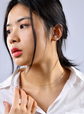 s925纯银项圈可调节扣弹力超闪