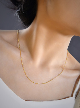 925银镀18K黄金项链彩银十字链单链祼链40锁骨链80加粗长款毛衣链