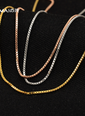 s925纯银项链短款18k镀18K盒仔