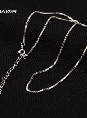 s925纯银盒子链女镀百搭吊坠