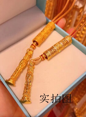 古法沙金随身金佛 黄铜镀金本命守护吊坠项链金佛护身毛衣链批发