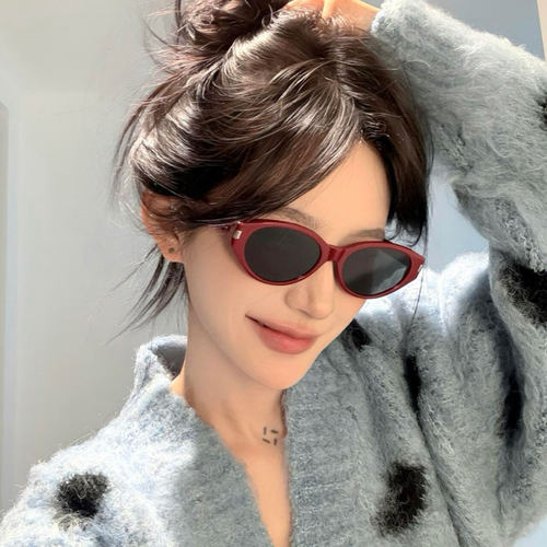 韩版2026新款猫眼复古安可拉红色墨镜女高级感近视防紫外线太阳镜 - 图1