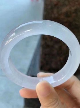 【带证书】缅甸老坑正品A货玉手镯女真货白月光翡翠手镯清新素雅